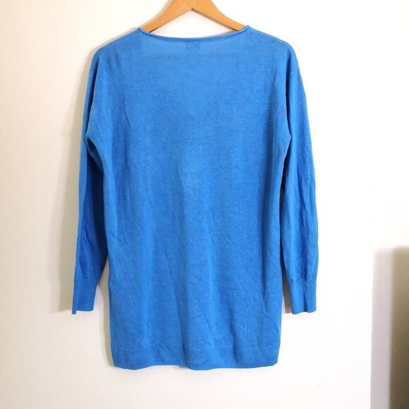 NWOT J. Crew Linen Blend V Neck Button Detail Oversized Tunic Sweater Size S - Picture 4 of 5